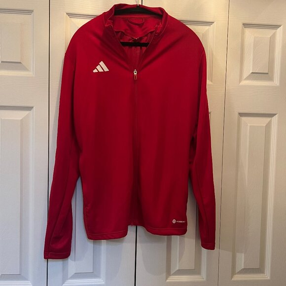 Adidas  Tracksuit 2 PC Set Red White Side Stripes Jogger Pants Jacket - Picture 1 of 3